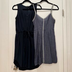 rag & bone lot of 2 blue dresses cotton linen and silk vince theory allsaints